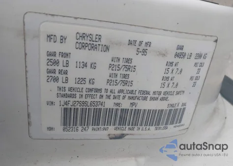 1995 Jeep Cherokee Se from USA, damaged, VIN 1J4FJ27S9SL653741